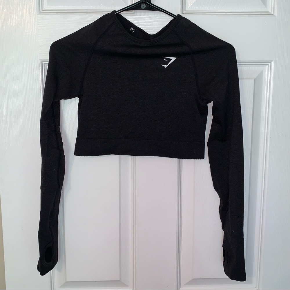 Gymshark Black Long Sleeve Crop Top - Small